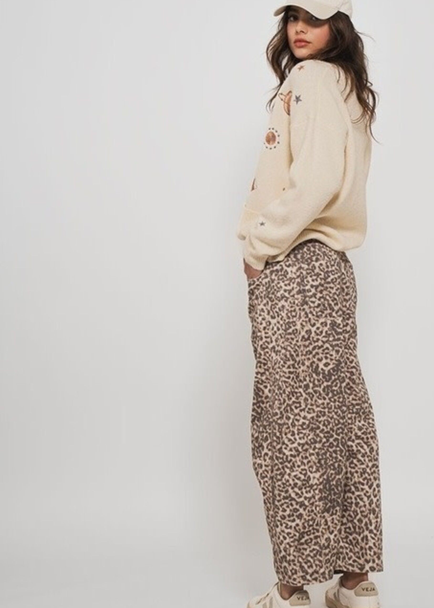 Leopard Print Barrel Jeans - Caramel Brown