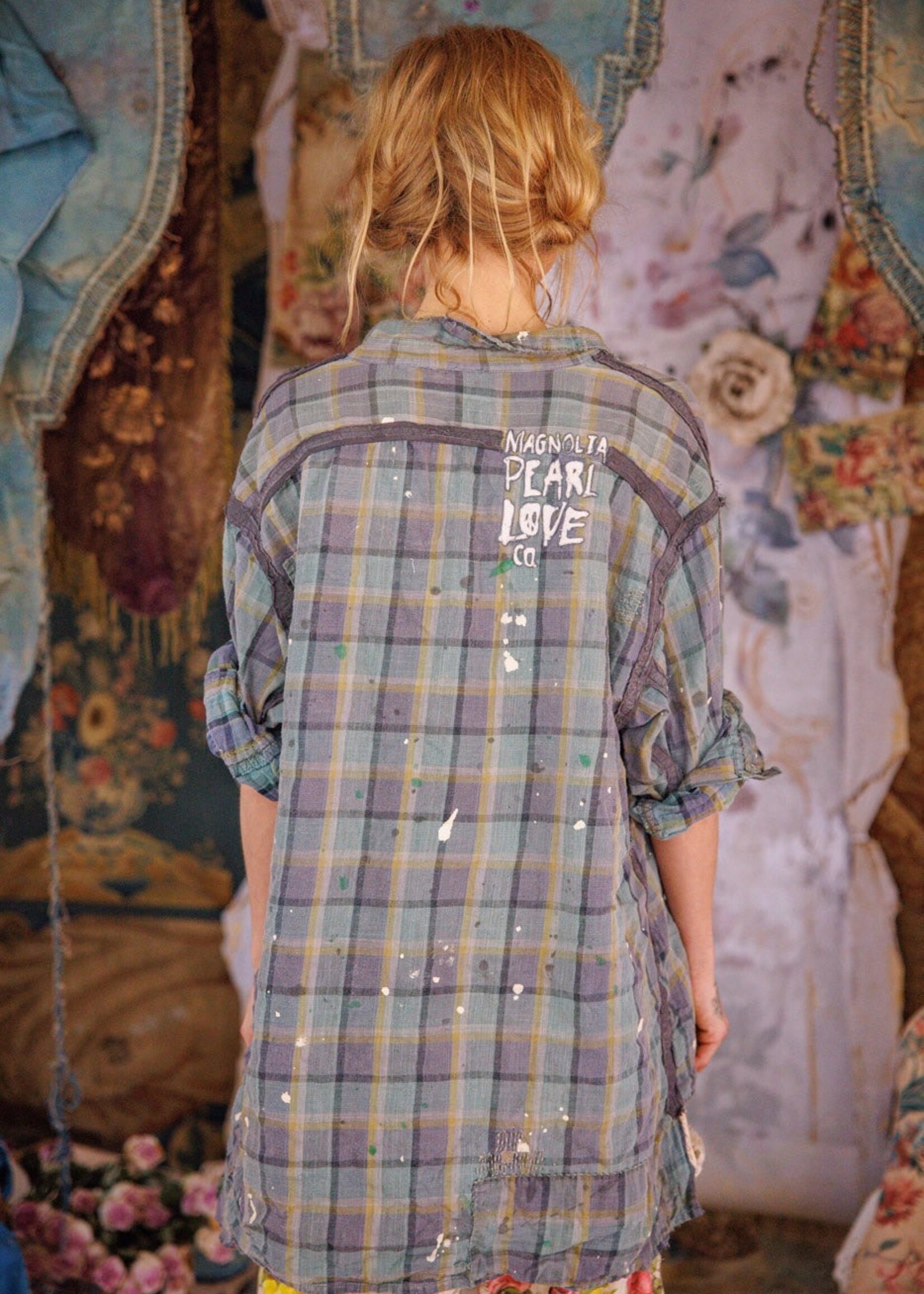 Magnolia Pearl Check Adison Workshirt Top 1391 Wave