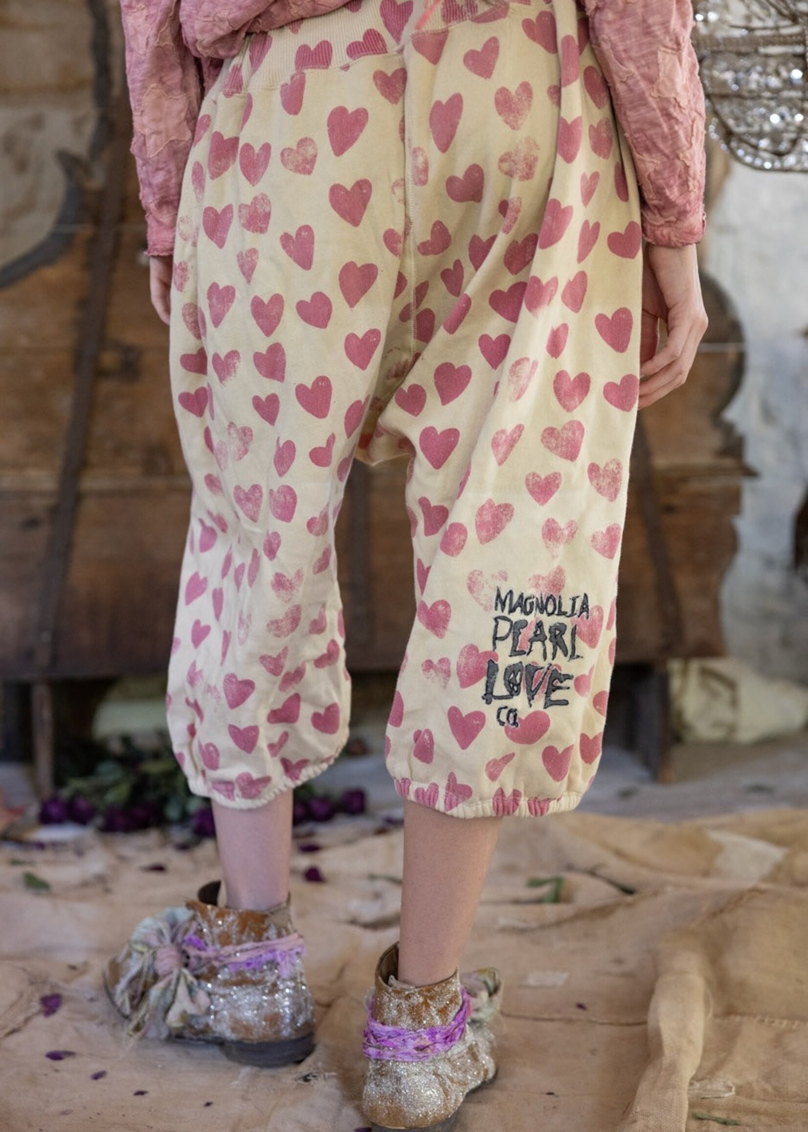 Magnolia Pearl Printed Cali Sweat Shorts 100 Ever Hearts One Size