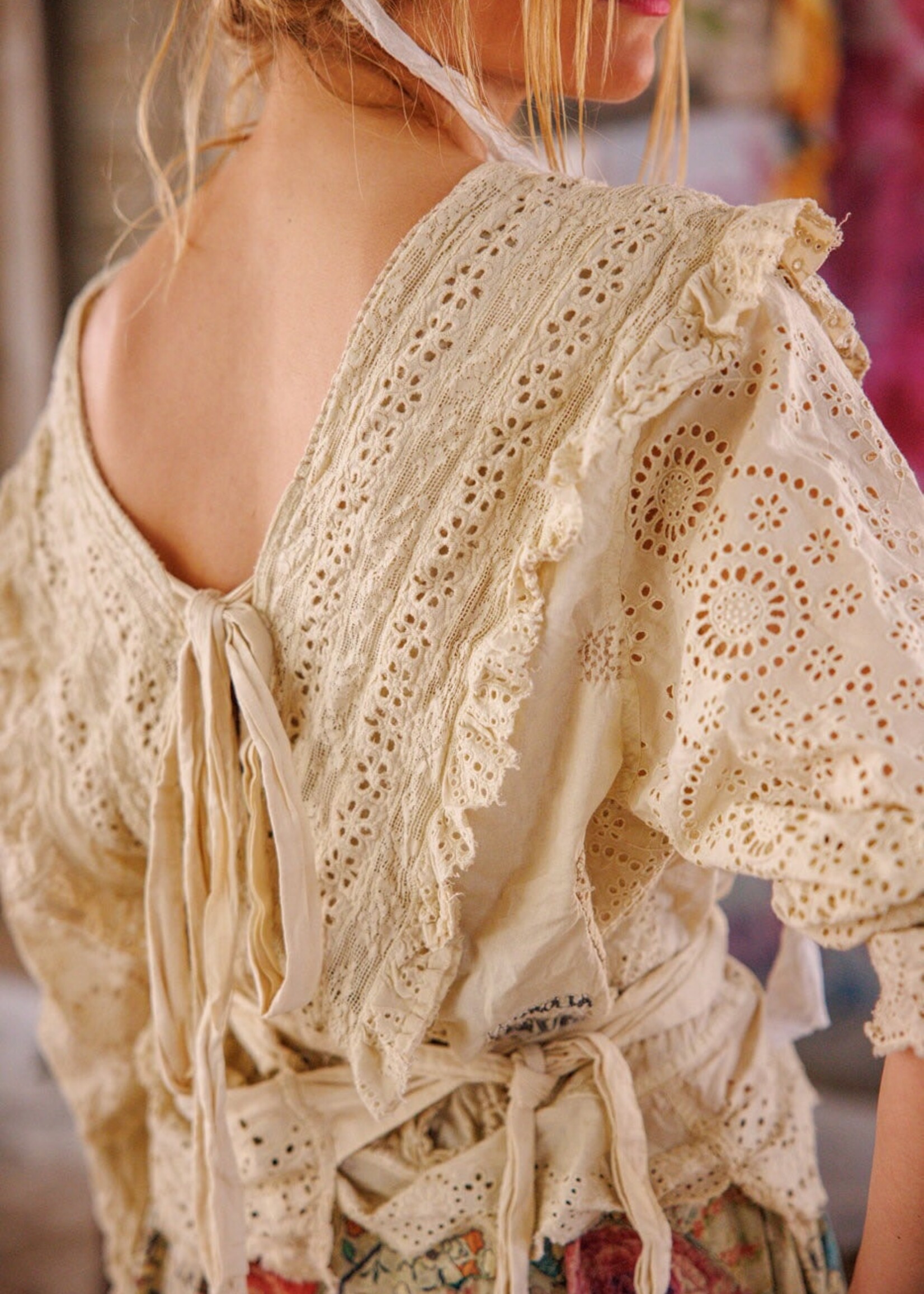 Magnolia Pearl Eyelet Rosario Blouse Top 2159 Moonlight One Size