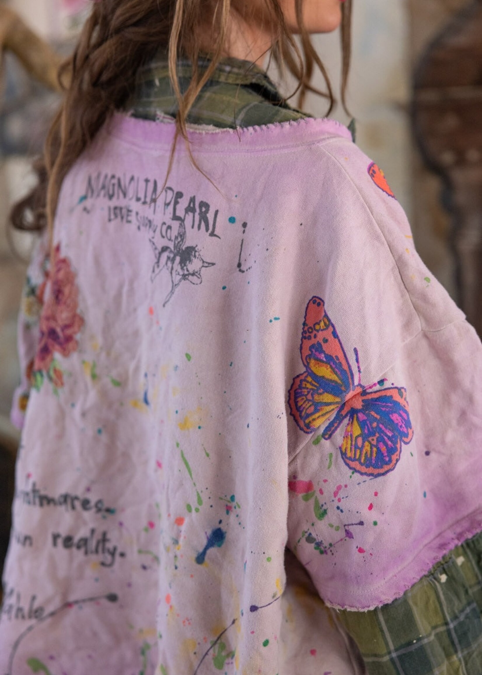 Magnolia Pearl Frida Del Sol Vetiver Sweatshirt Top 2595 Allium Dip Dye One Size