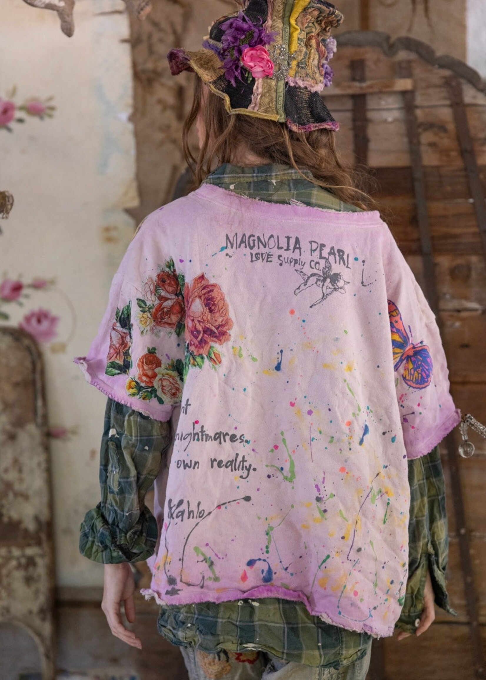 Magnolia Pearl Frida Del Sol Vetiver Sweatshirt Top 2595 Allium Dip Dye One Size