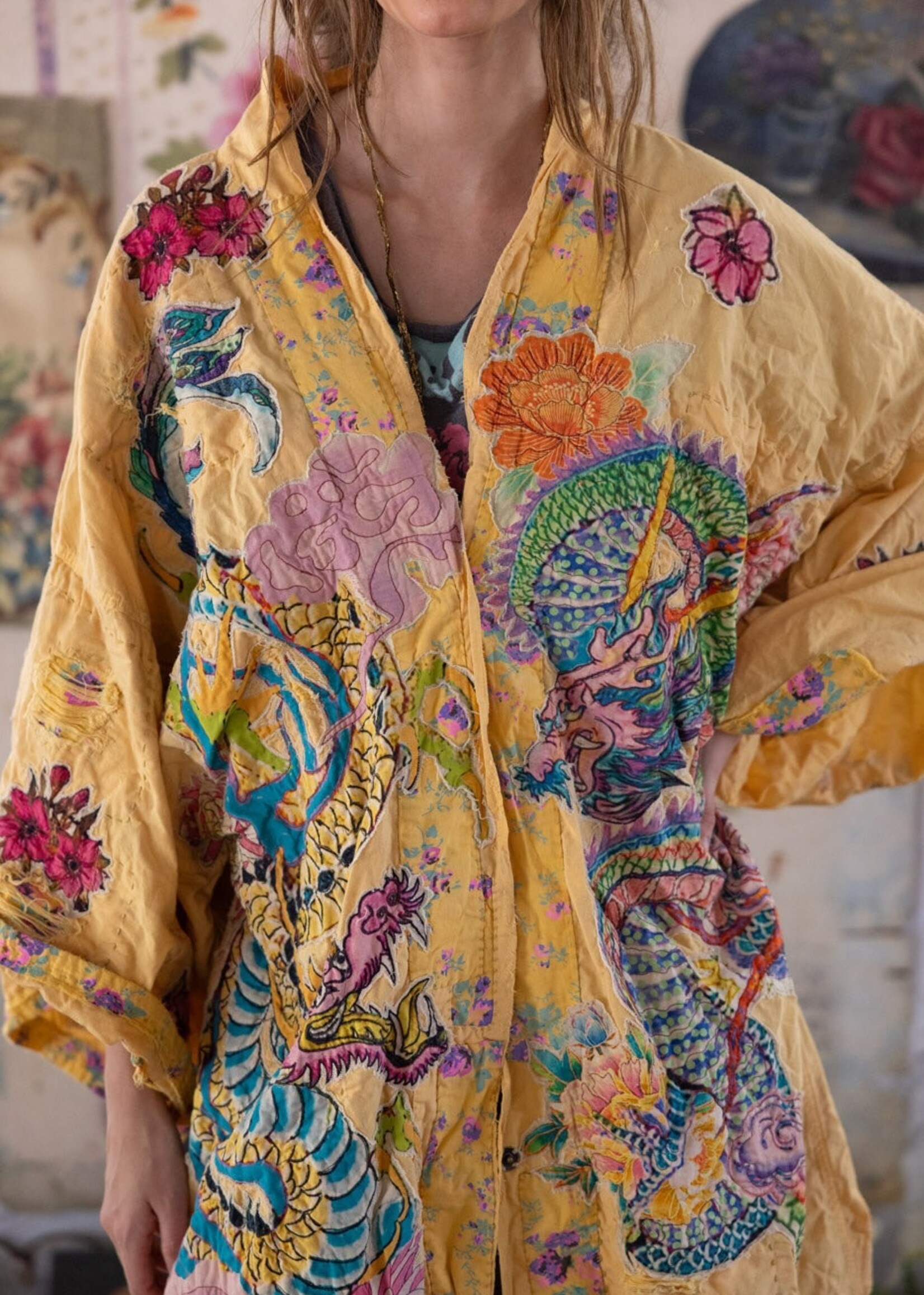 Magnolia Pearl Dragon Romani Kimono Jacket 1163 Sefi One Size