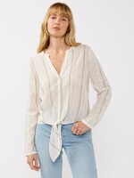 Stripe Tie Front Blouse Coral