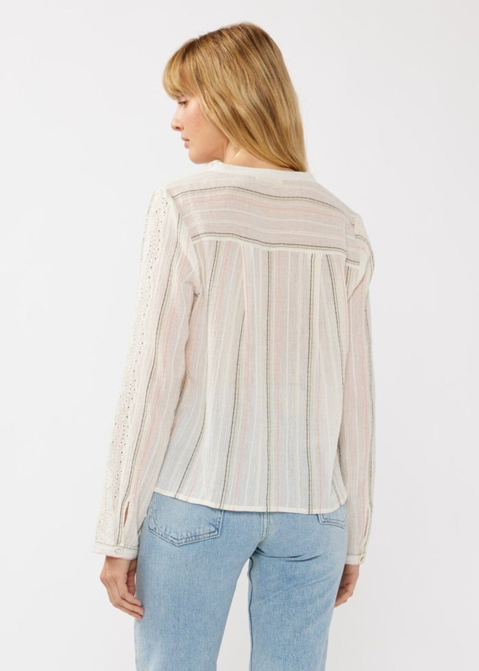 Stripe Tie Front Blouse Coral