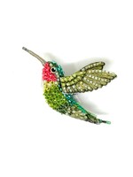 Trovelore Ruby Throated Hummingbird Brooch Pin Handmade
