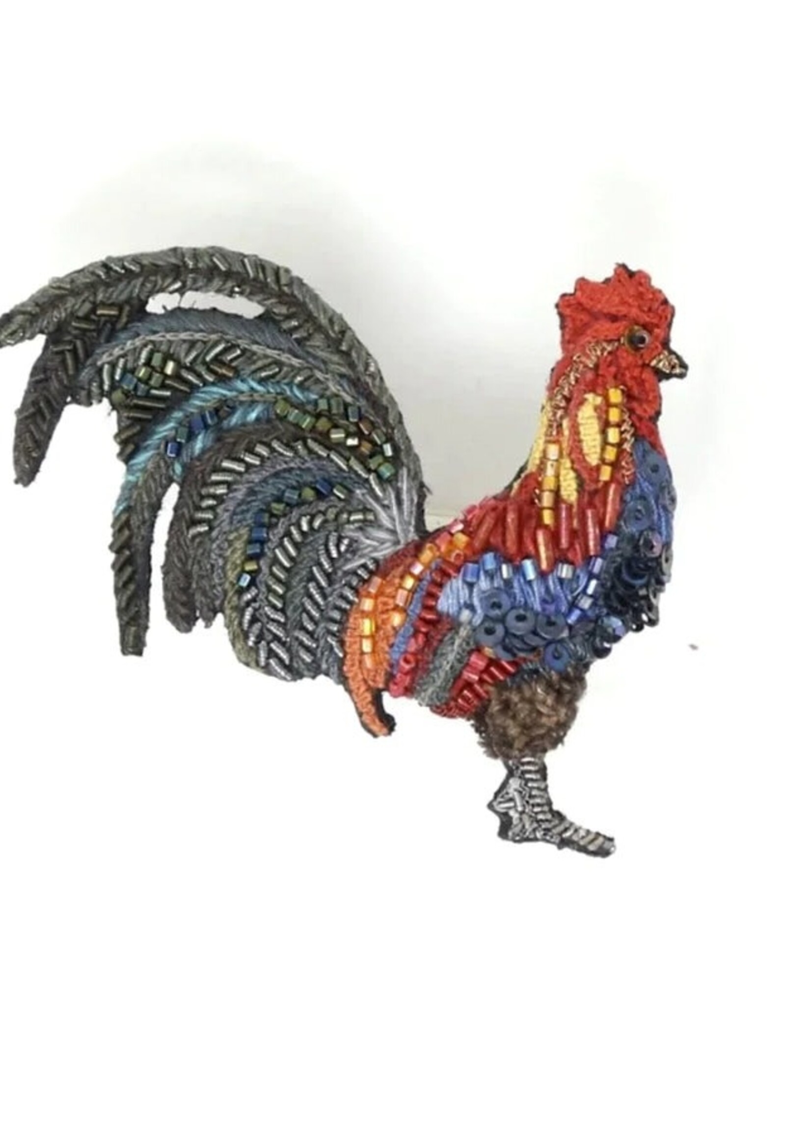 Trovelore Farm Rooster Brooch Pin Handmade
