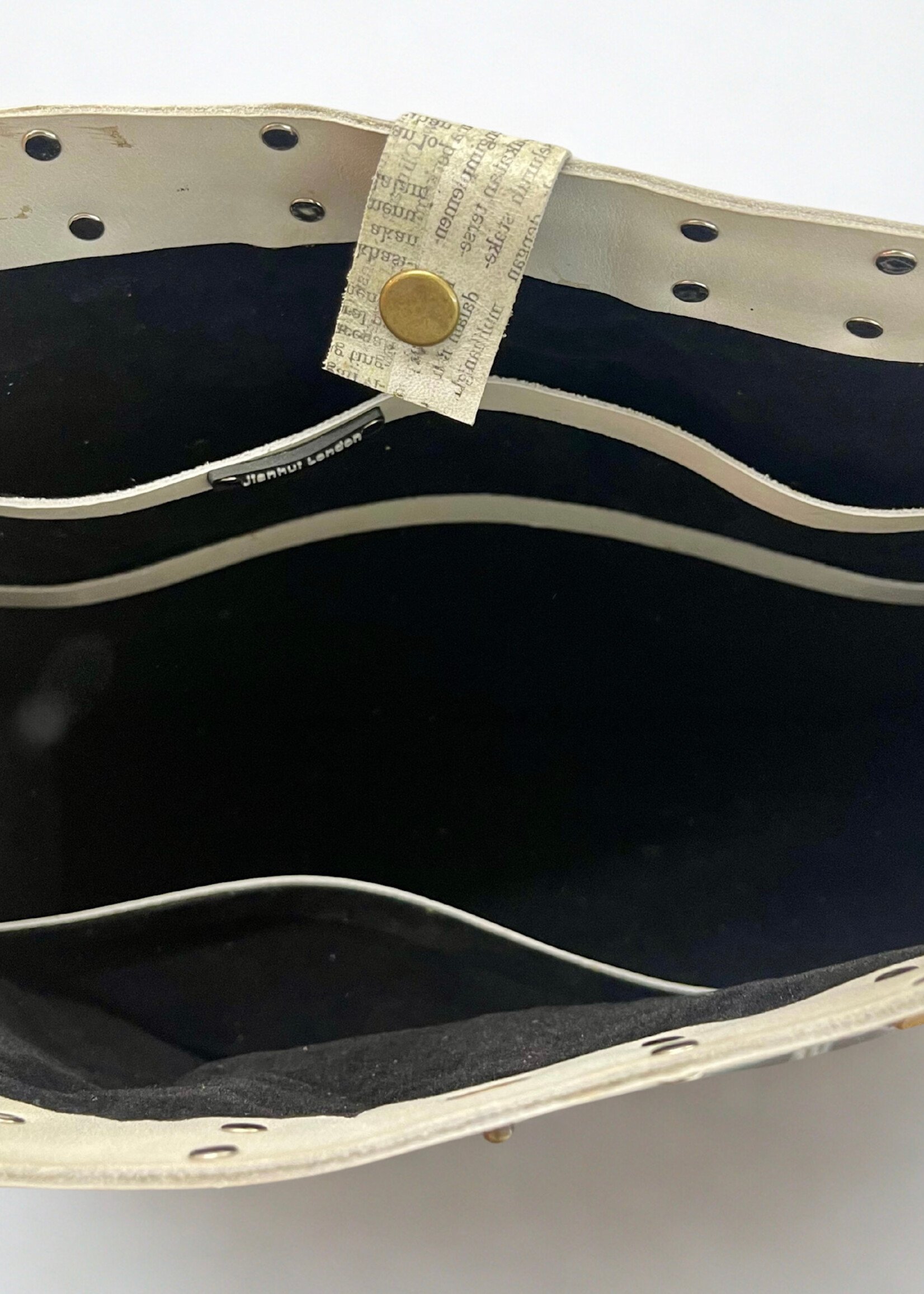 Jianhui London Recycled Leather Patchwork Tote Bag – Hand-Painted Statement Handbag