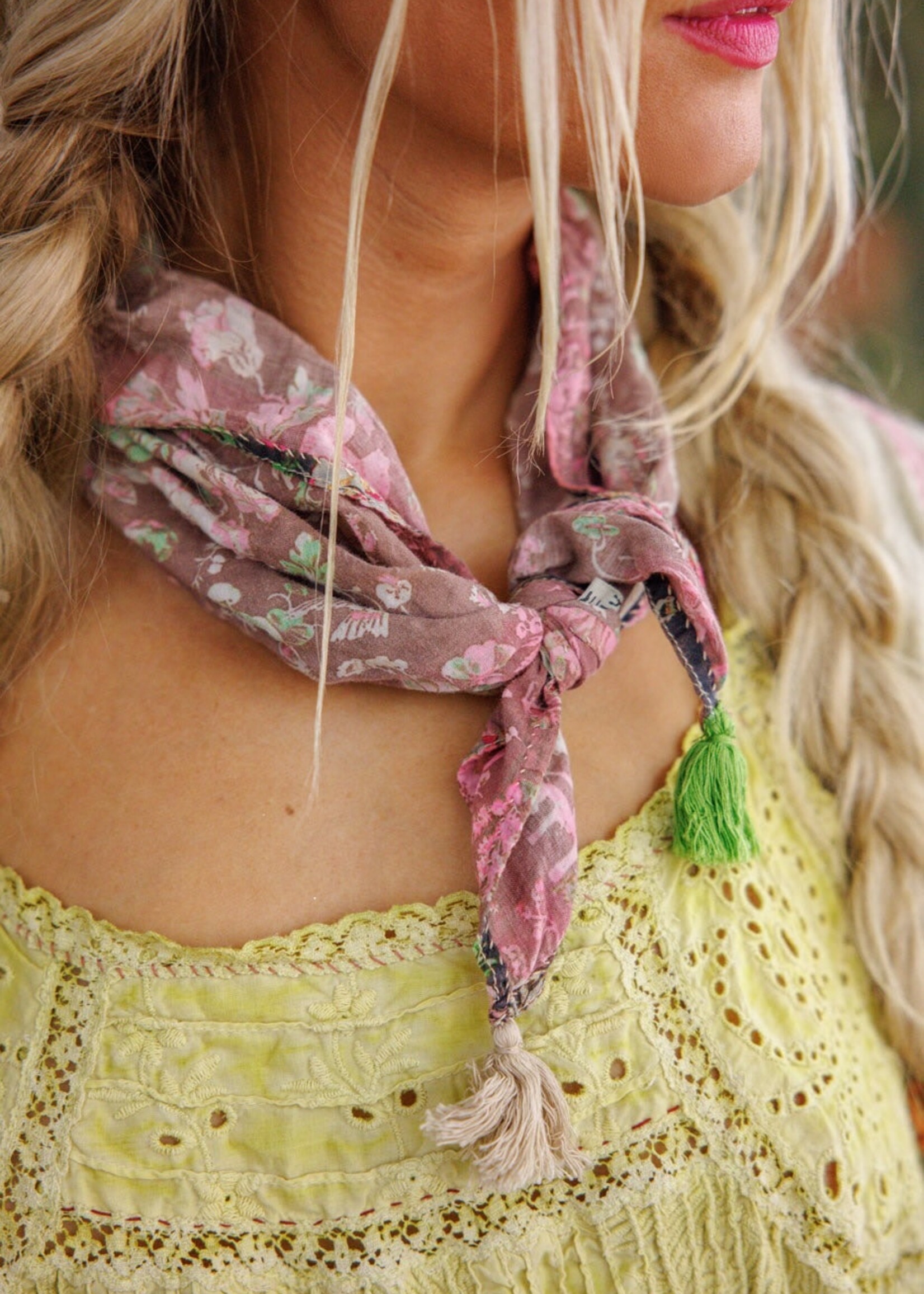 Magnolia Pearl Tassel Handkerchief Scarf 231 Chocolate Poppy