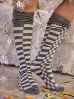 Magnolia Pearl Check OTK Socks 138 Black Piano Key