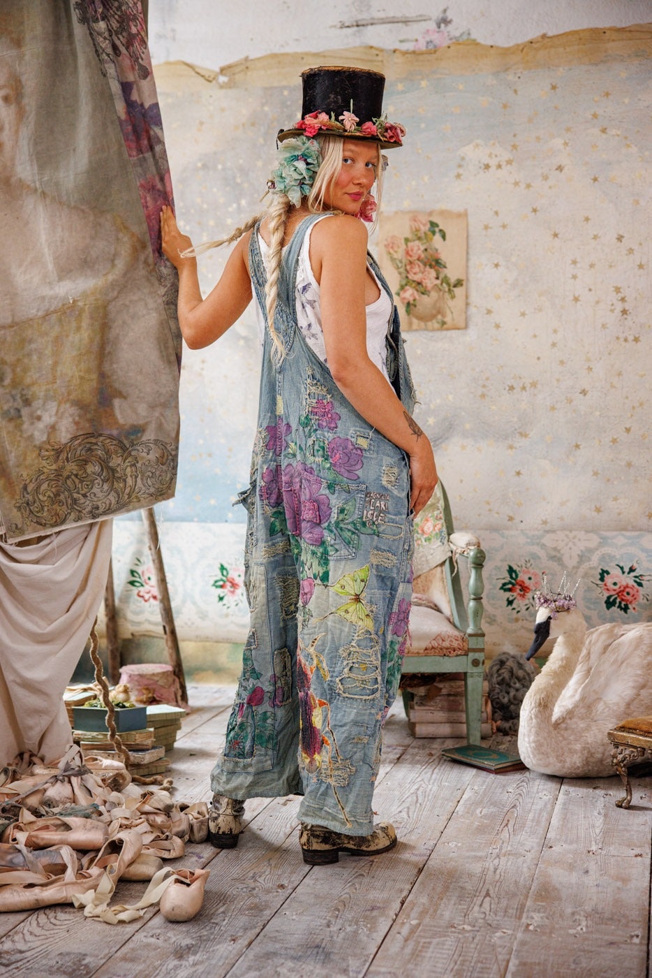 magnolia pearl night garden overalls back view