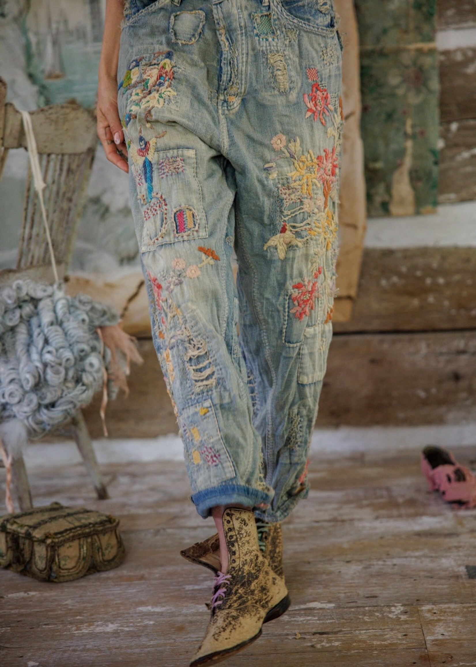 Magnolia Pearl Hummingbird Miner Denims Pants 907 Faded Indigo One Size