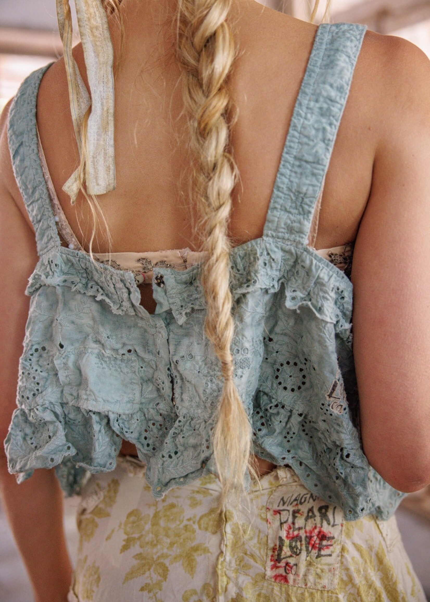 Magnolia Pearl Olive Eyelet Ruffle Cami Tank 402 Dove Ash One Size