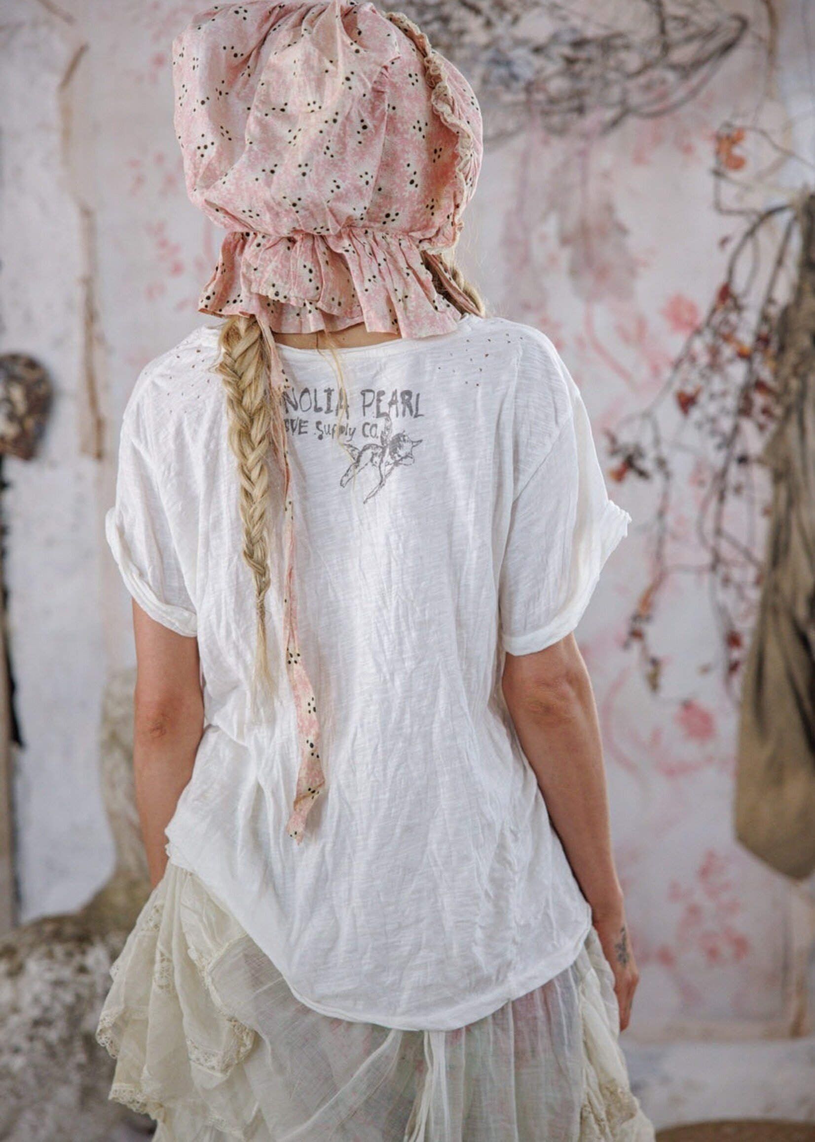 Magnolia Pearl Strawberry Blooms Tee Top 2361 True One Size