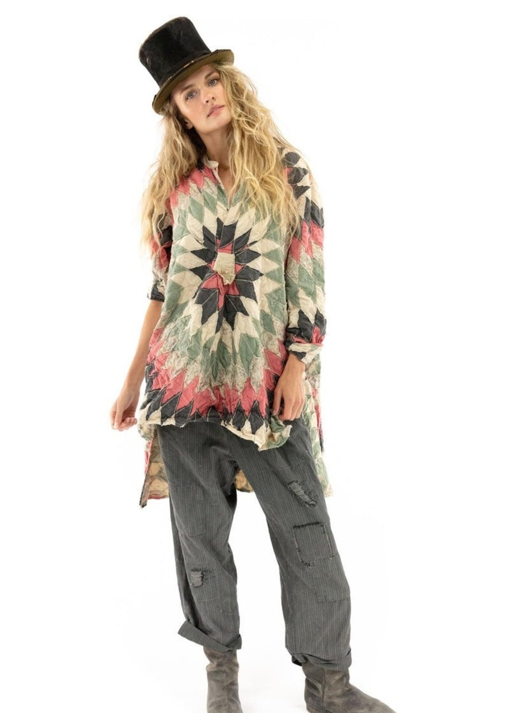 Magnolia Pearl Quiltwork Ines Shirt Top 1094 Pinon One Size