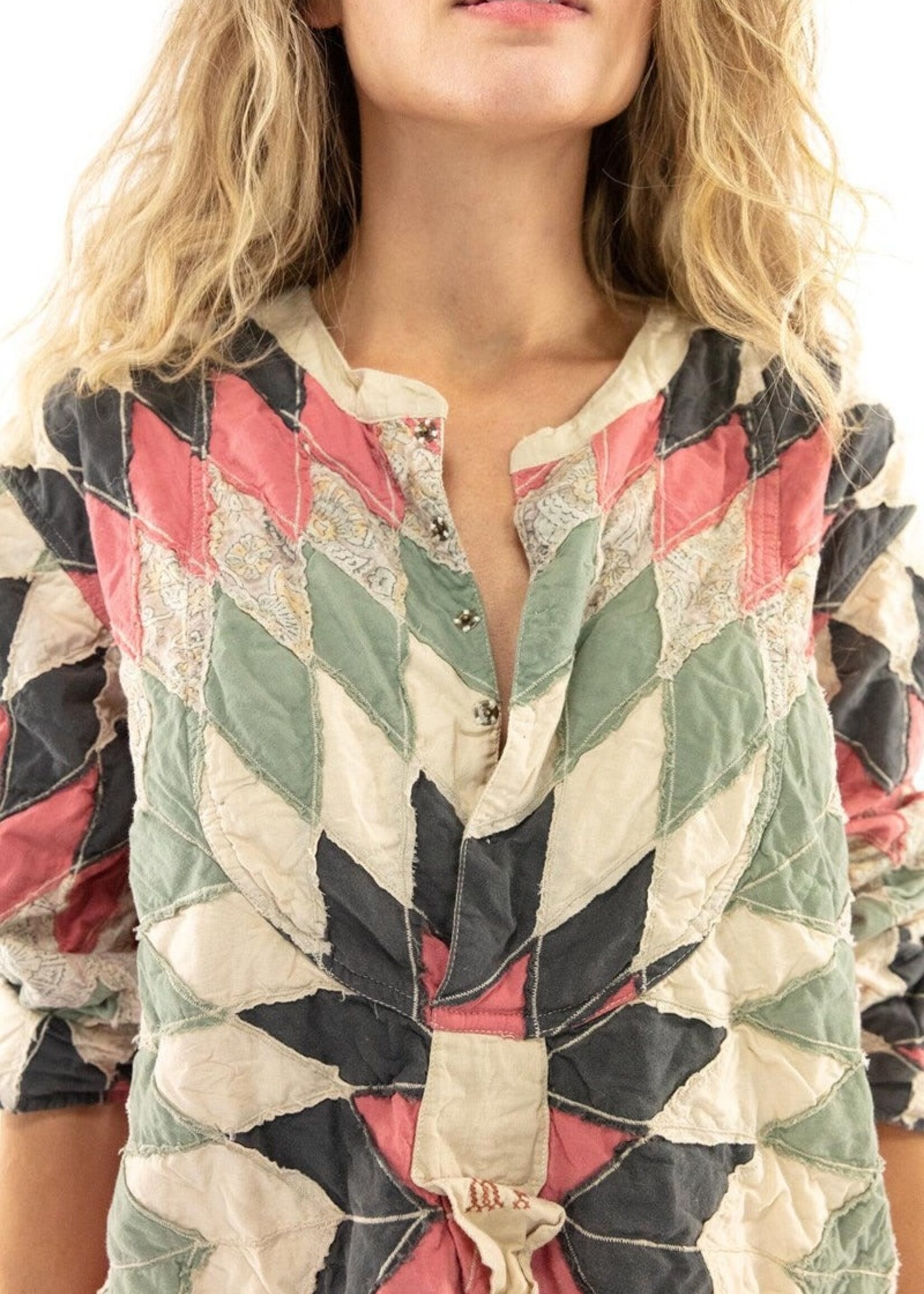 Magnolia Pearl Quiltwork Ines Shirt Top 1094 Pinon One Size