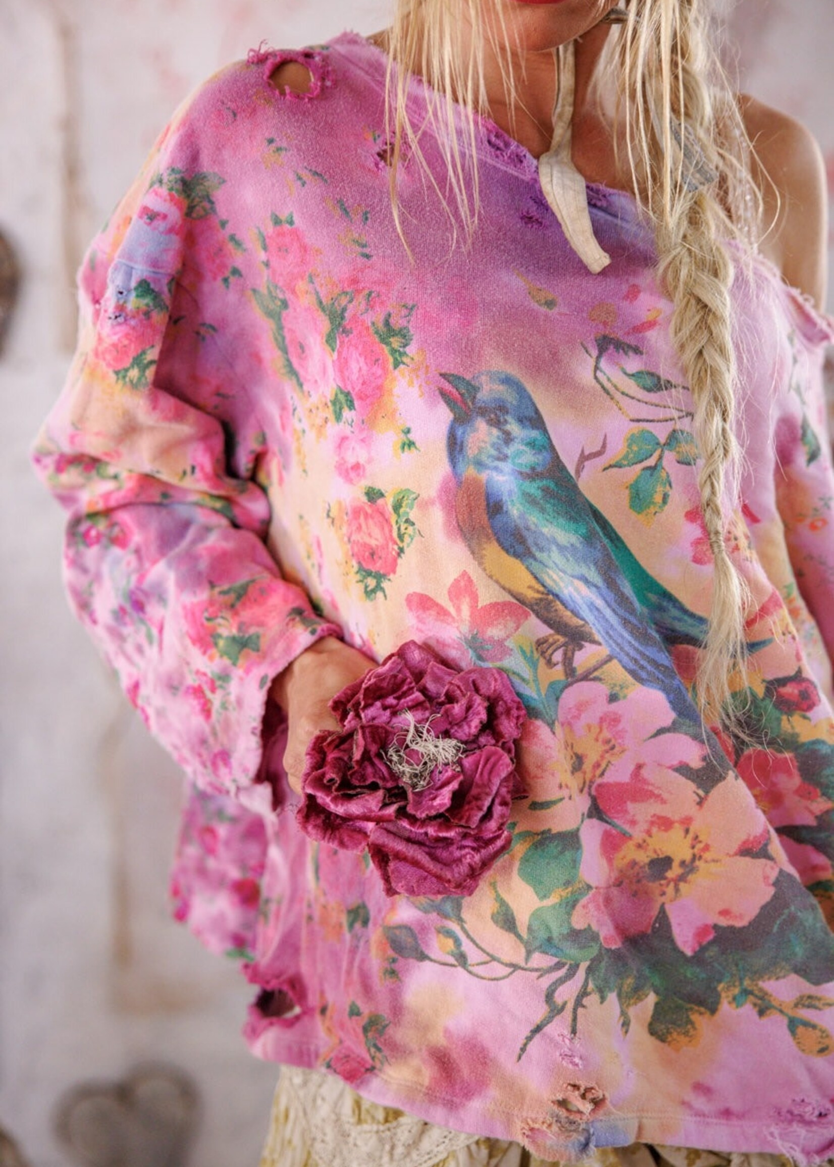 Magnolia Pearl FS Hermosa Sweatshirt Top 2389 One Size Myrrh