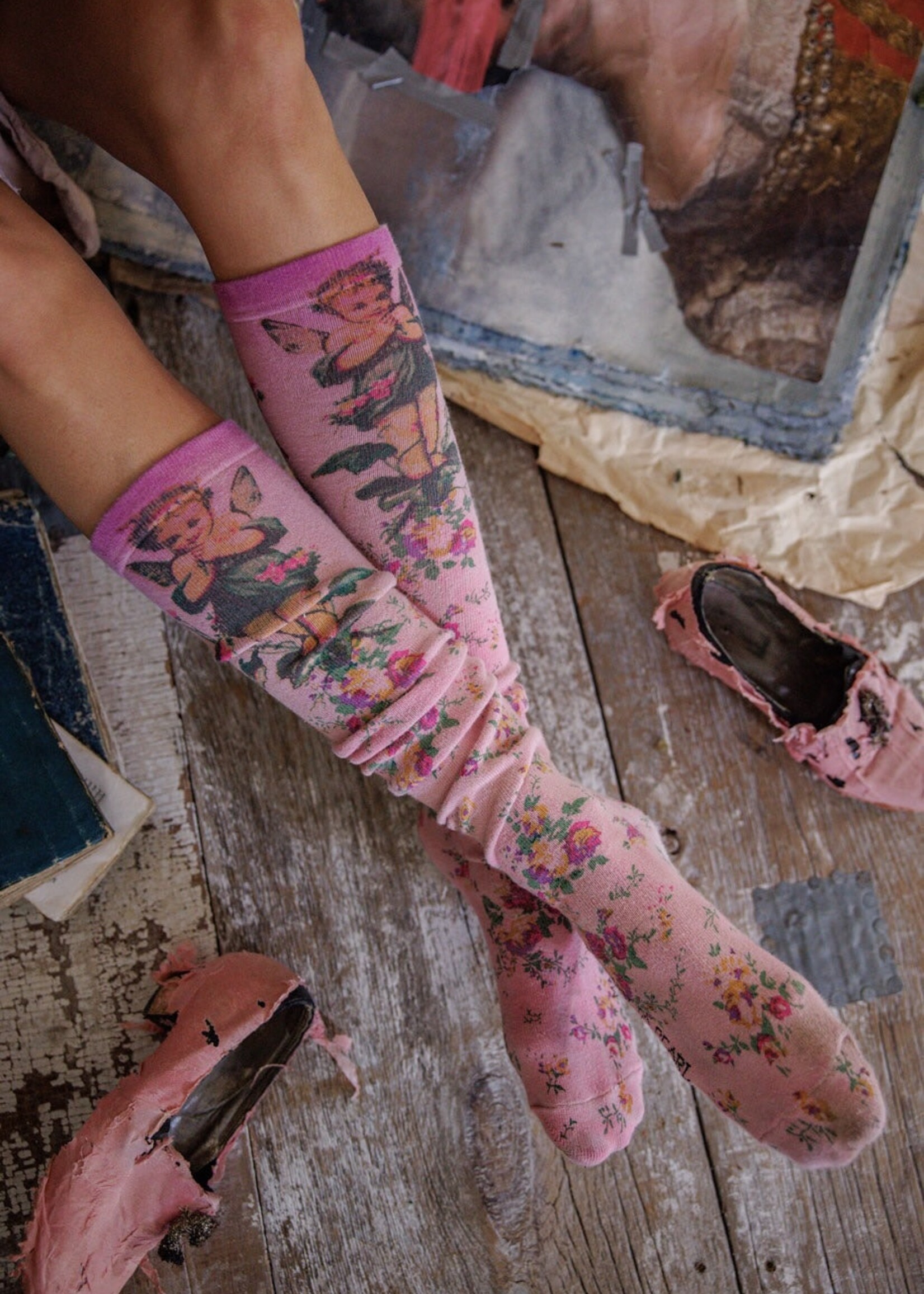 Magnolia Pearl Maysie OTK Socks 161 Valentine Pink One Size