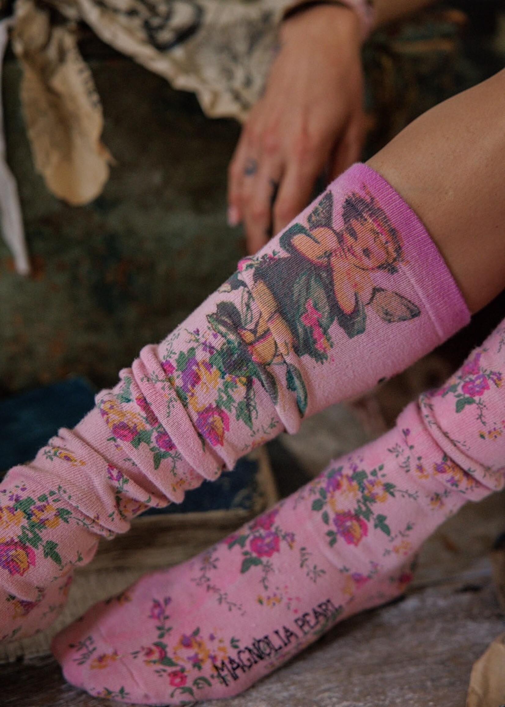 Magnolia Pearl Maysie OTK Socks 161 Valentine Pink One Size
