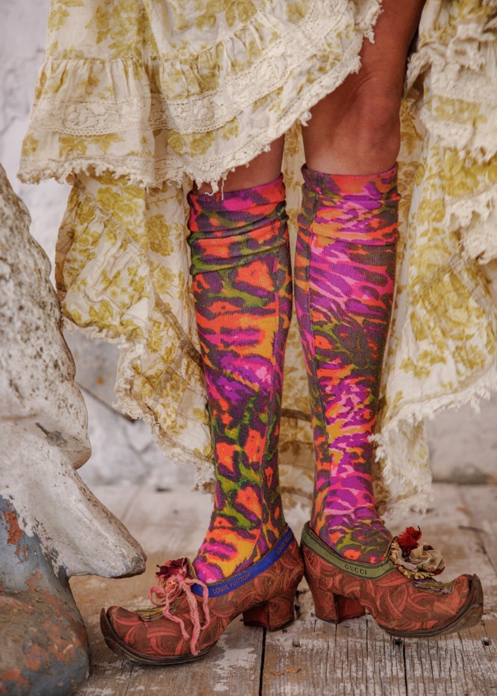 Magnolia Pearl Neon Leopard OTK Socks 183 Hairband One Size