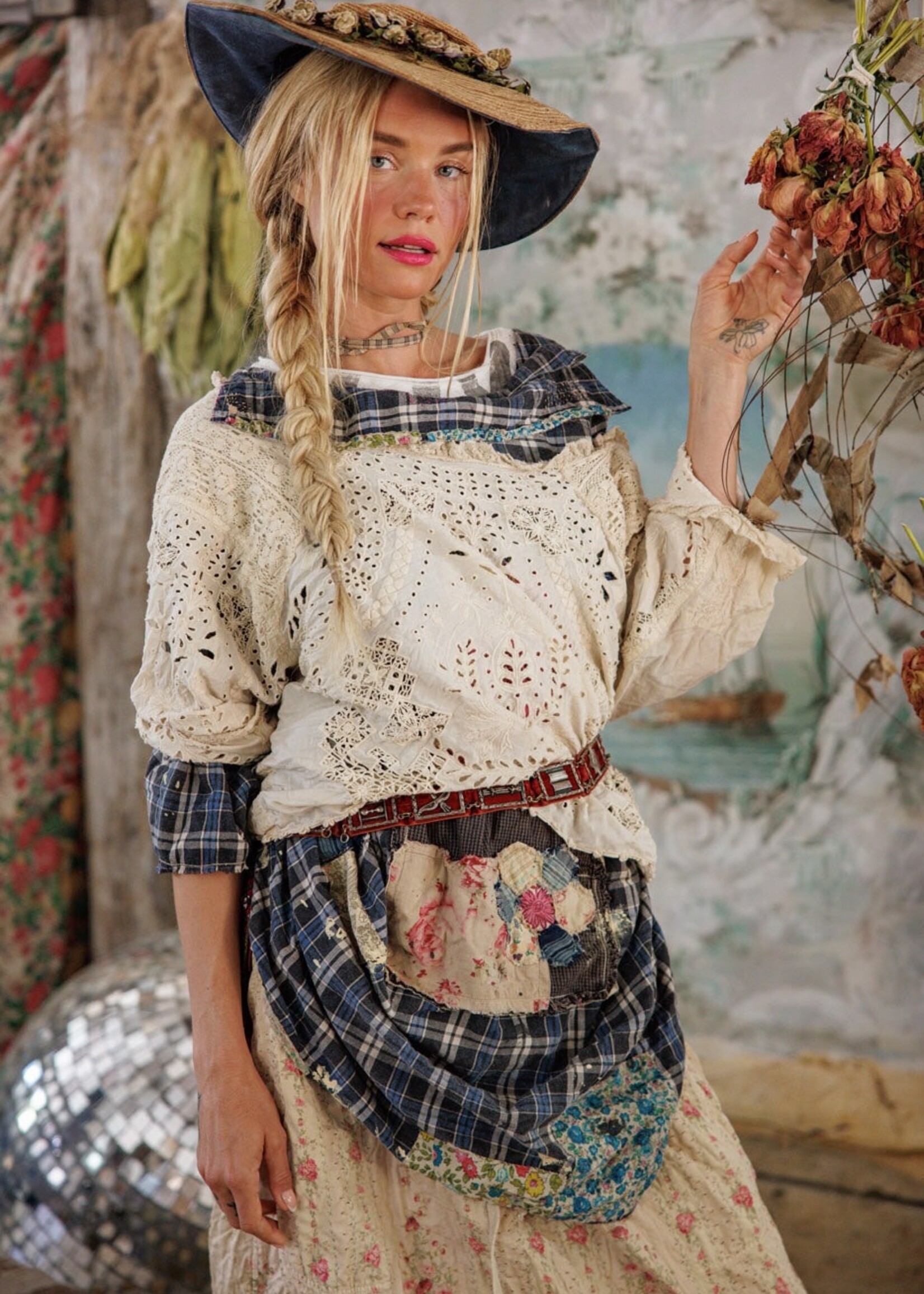 Magnolia Pearl Eyelet Adelise Blouse Top 2260 Antique White One Size
