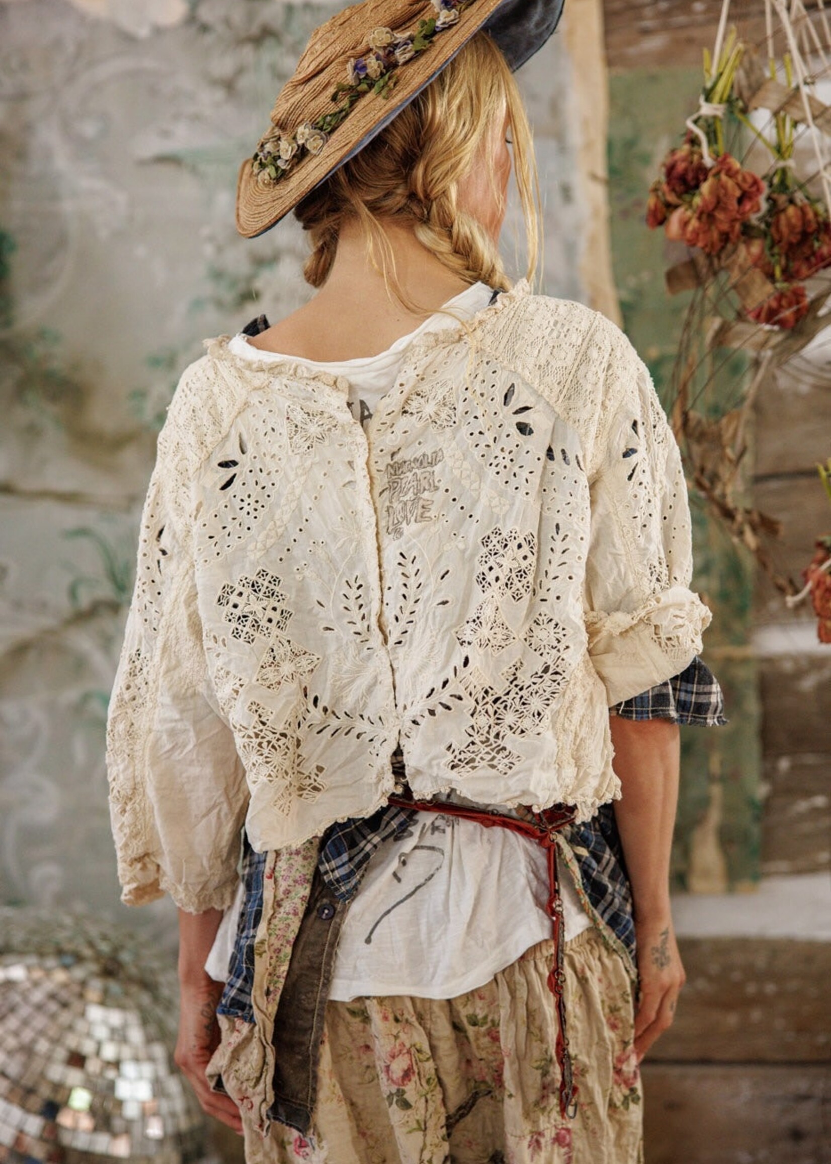 Magnolia Pearl Eyelet Adelise Blouse Top 2260 Antique White One Size