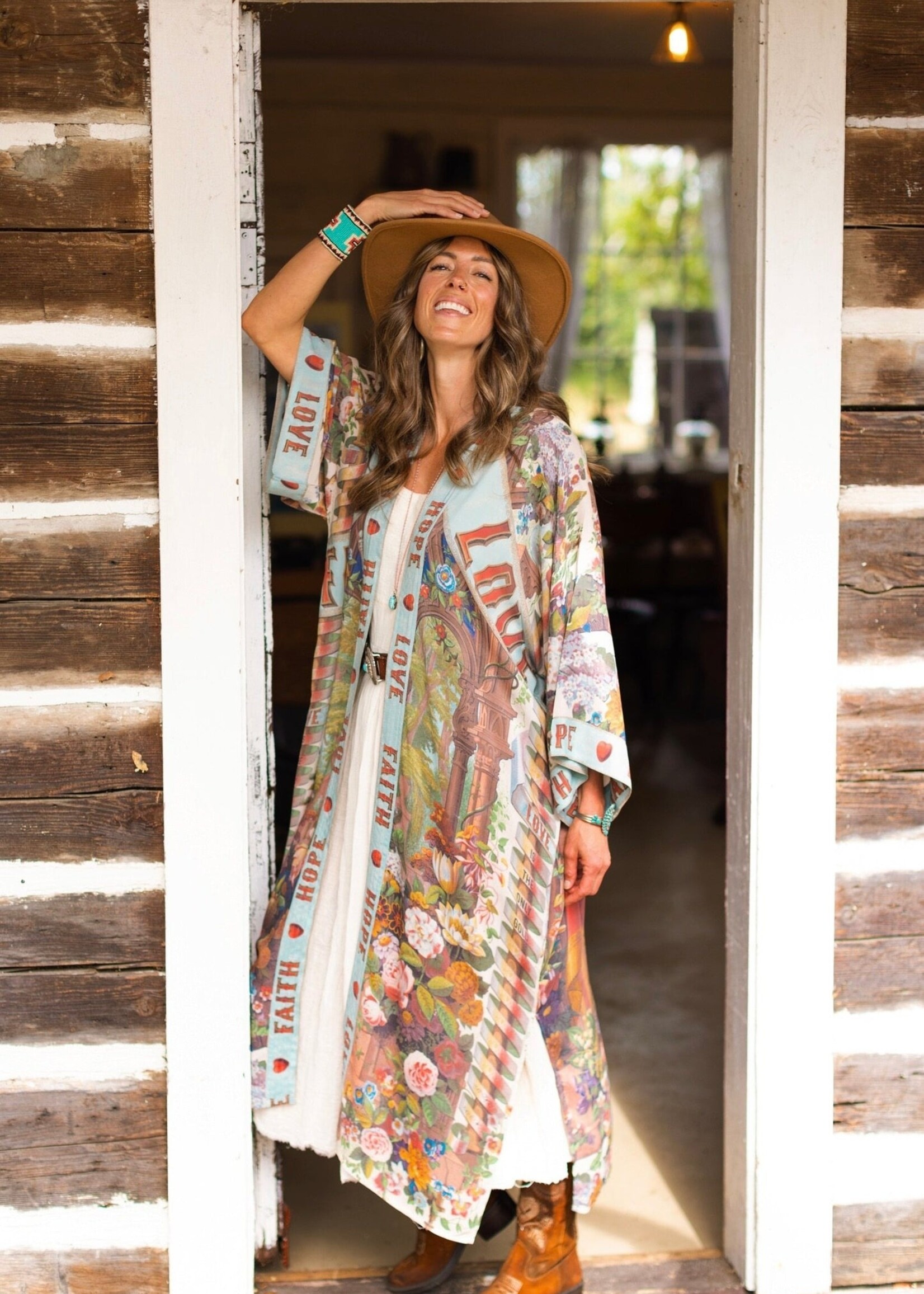 Market of Stars Love Language Bamboo Kimono Opera Duster