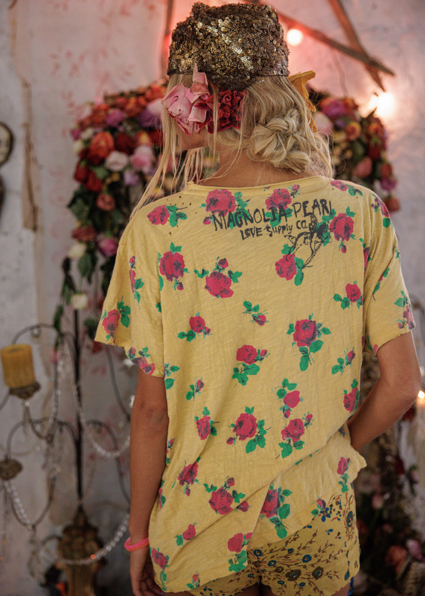 Magnolia Pearl Soul Of Yellow Roses Tee Top 2673 One Size