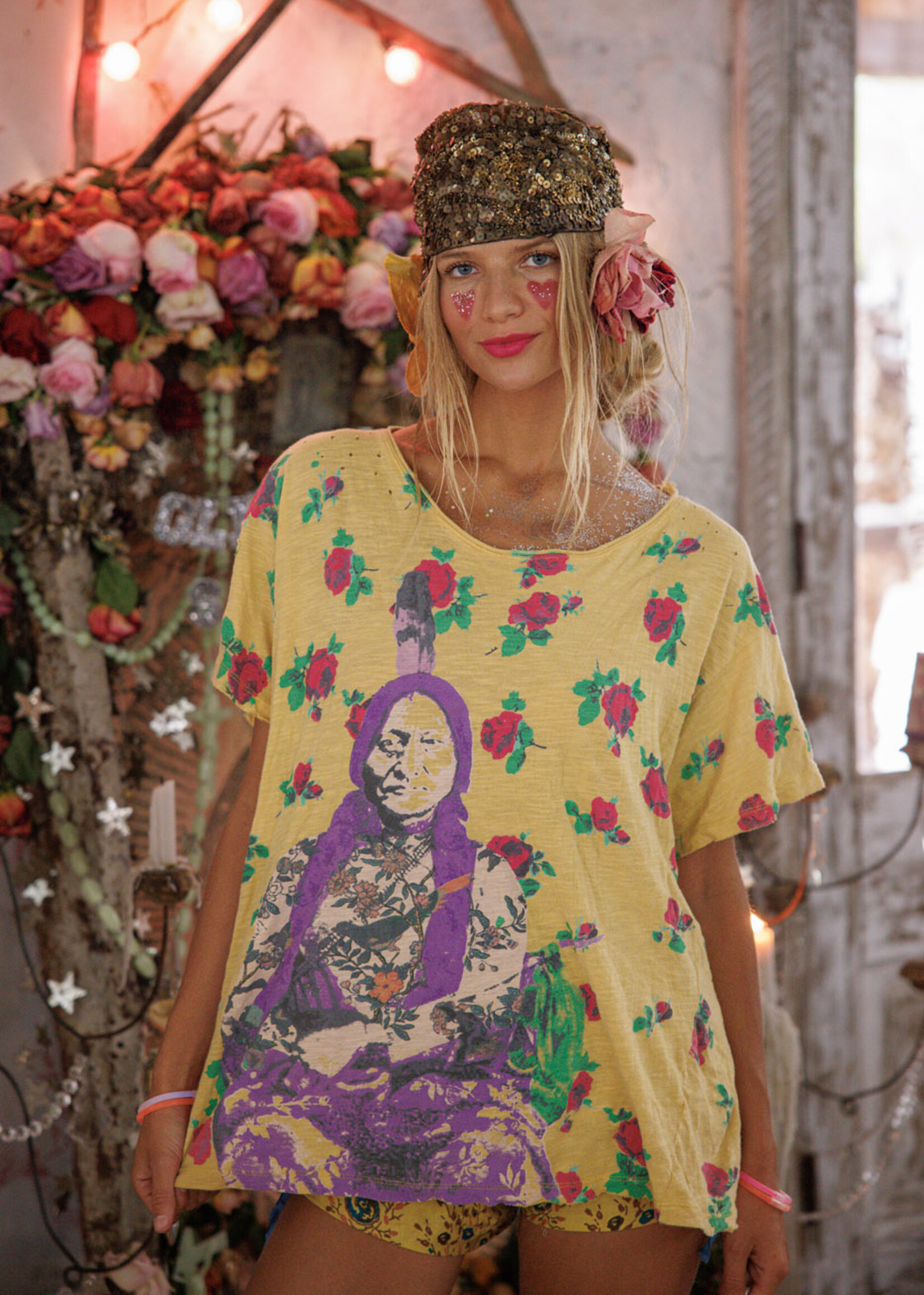 Magnolia Pearl Soul Of Yellow Roses Tee Top 2673 One Size