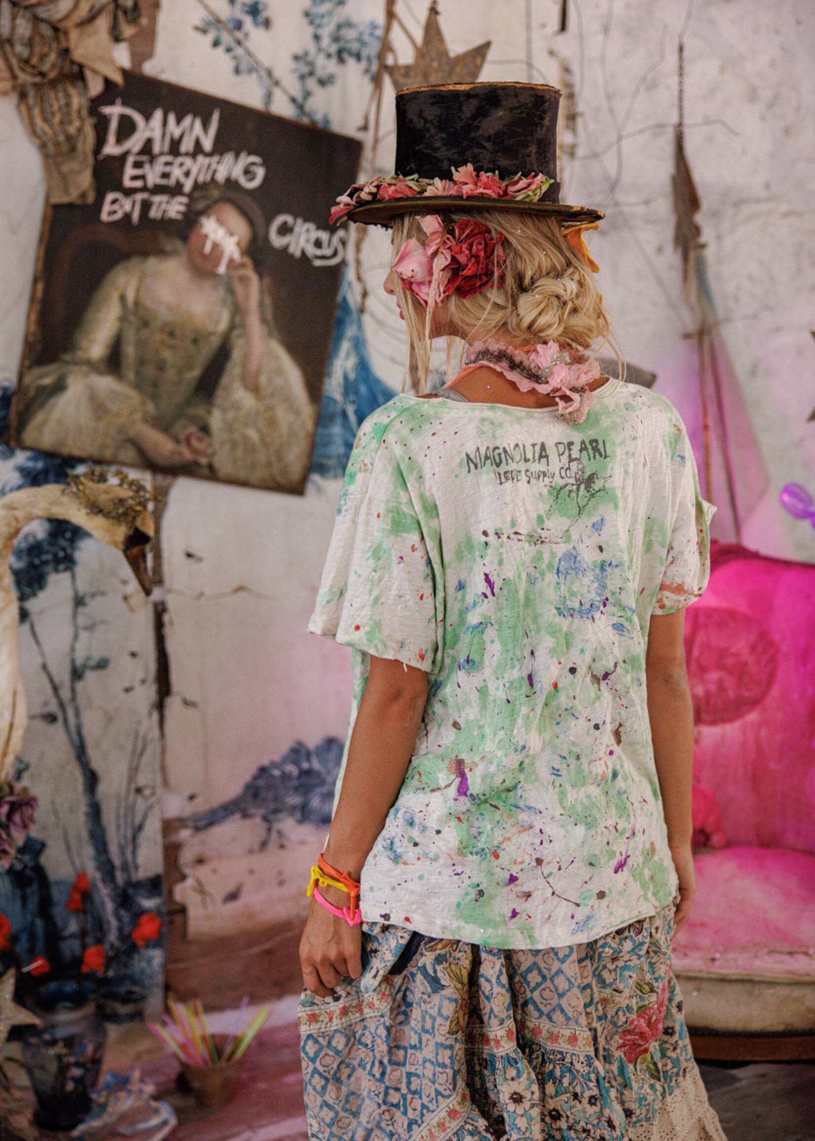 Magnolia Pearl Floral Songbird Art Class Tee Top 2567 True One Size