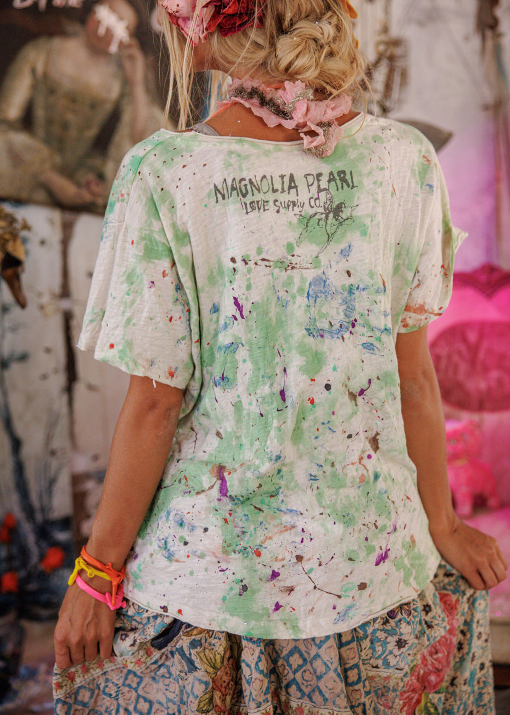 Magnolia Pearl Floral Songbird Art Class Tee Top 2567 True One Size