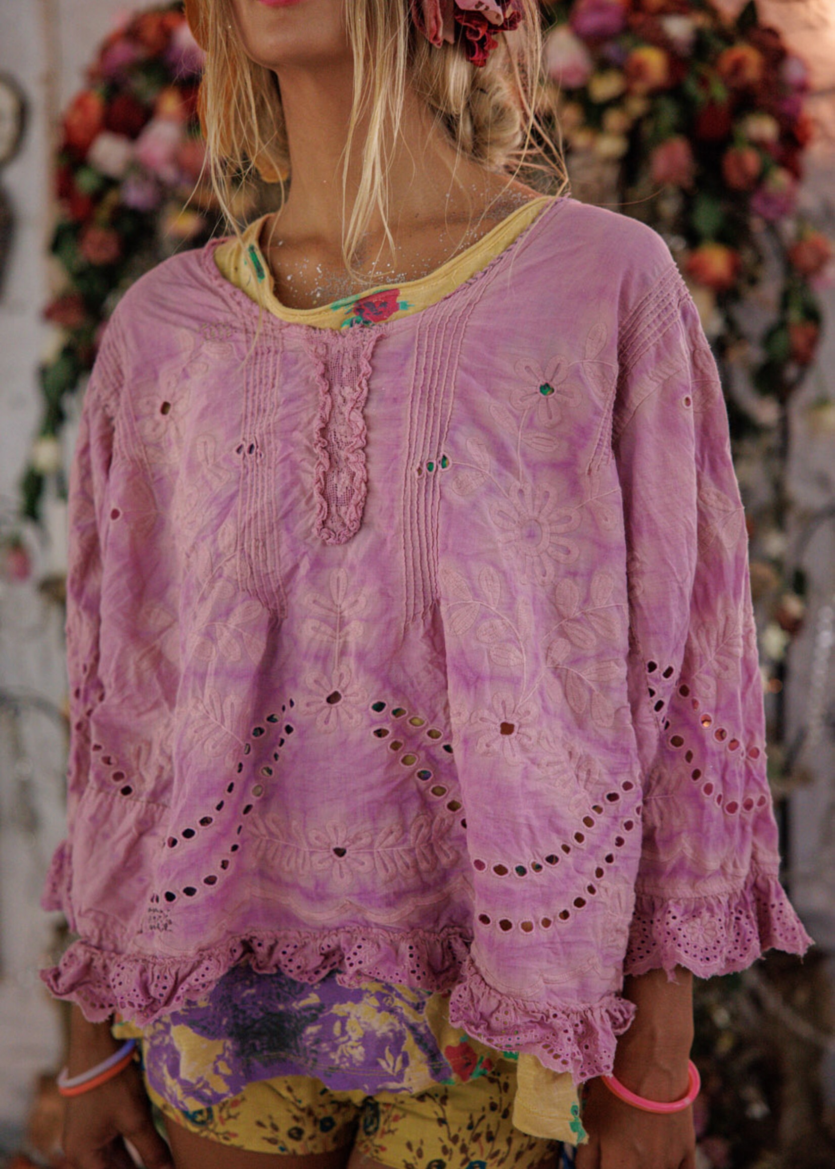 Magnolia Pearl Eyelet Wennie Blouse Top 2566 One Size Allium