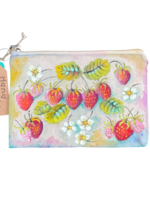 Strawberry Handpainted Canvas Zipper Bag Medium