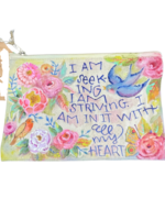 Quote Handpainted Canvas Zipper Bag Medium