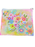 Floral Handpainted Canvas Zipper Bag Large