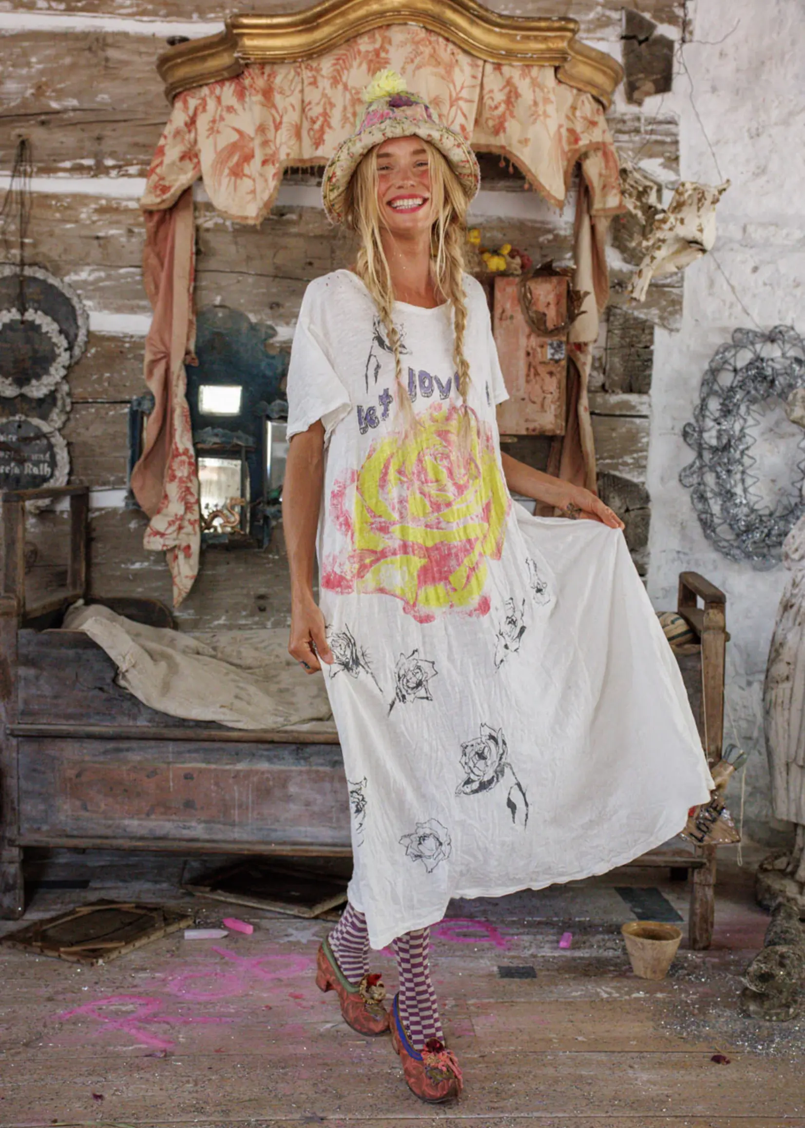 Magnolia Pearl Let Love In Tee Dress 1474 True One Size