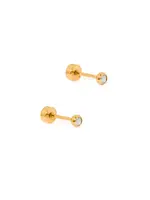 Linny Co Cooper Clear Gold Flatback Stud Earrings