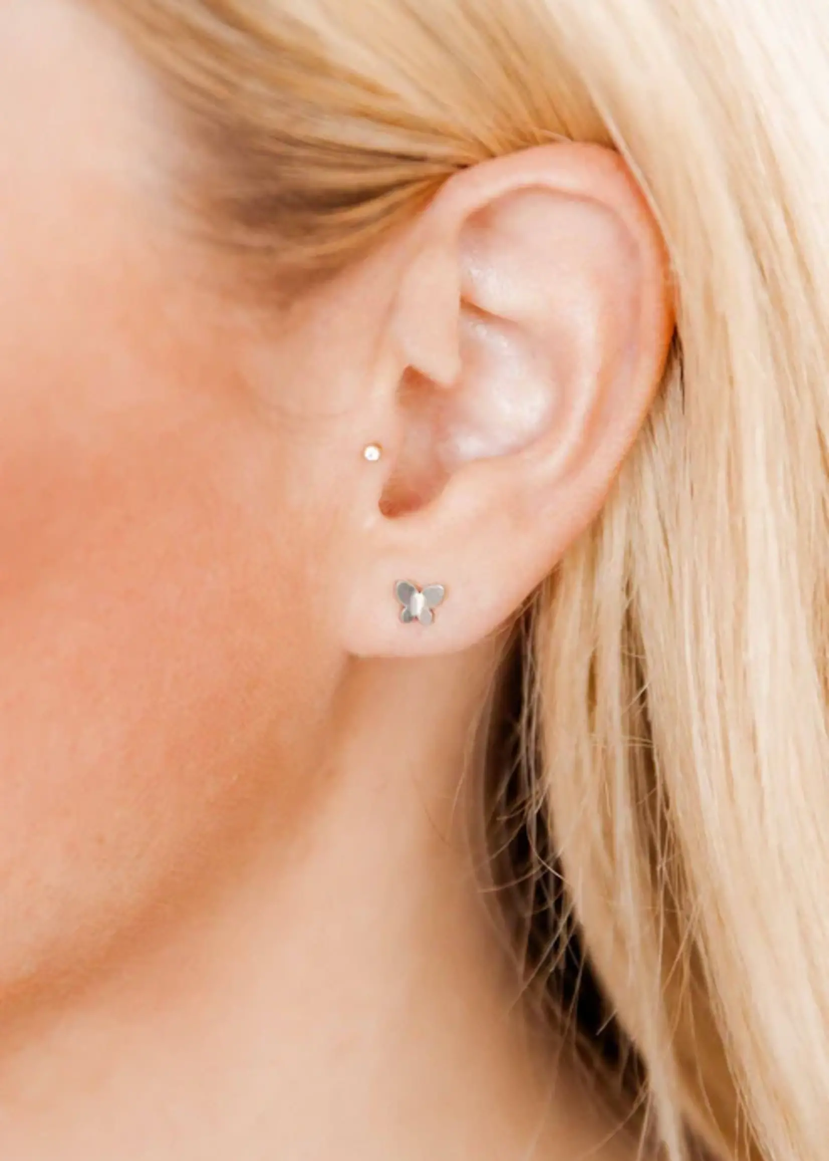 Linny Co Billie Butterfly Silver Screwback Earrings