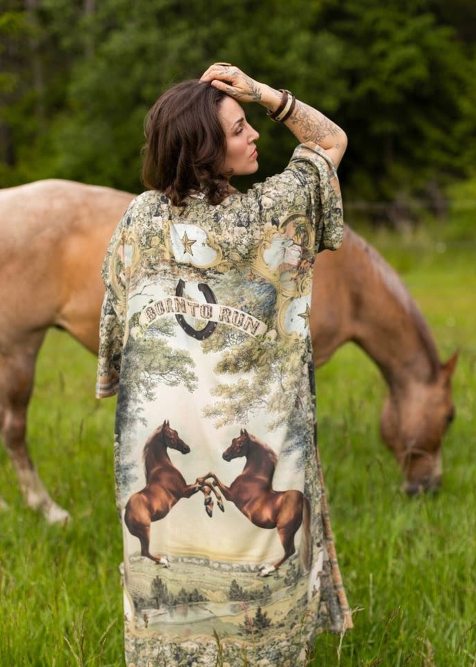 Market of Stars Born to Run Boheme Long Duster Bamboo Kimono Robe