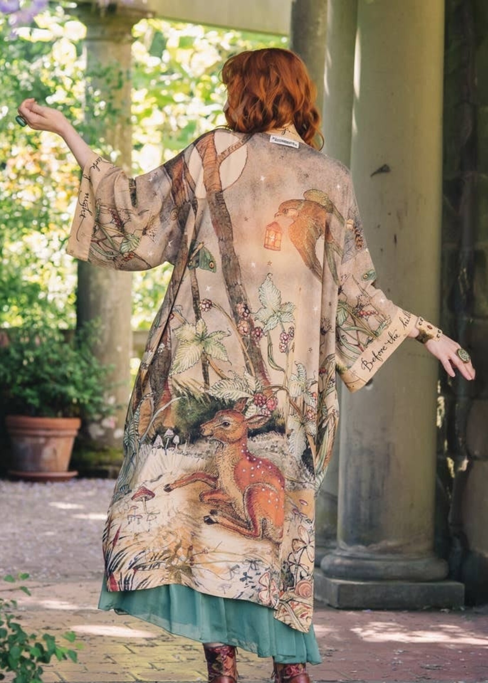 Market of Stars Lovelight Long Duster Bamboo Kimono Robe Deer Swallow