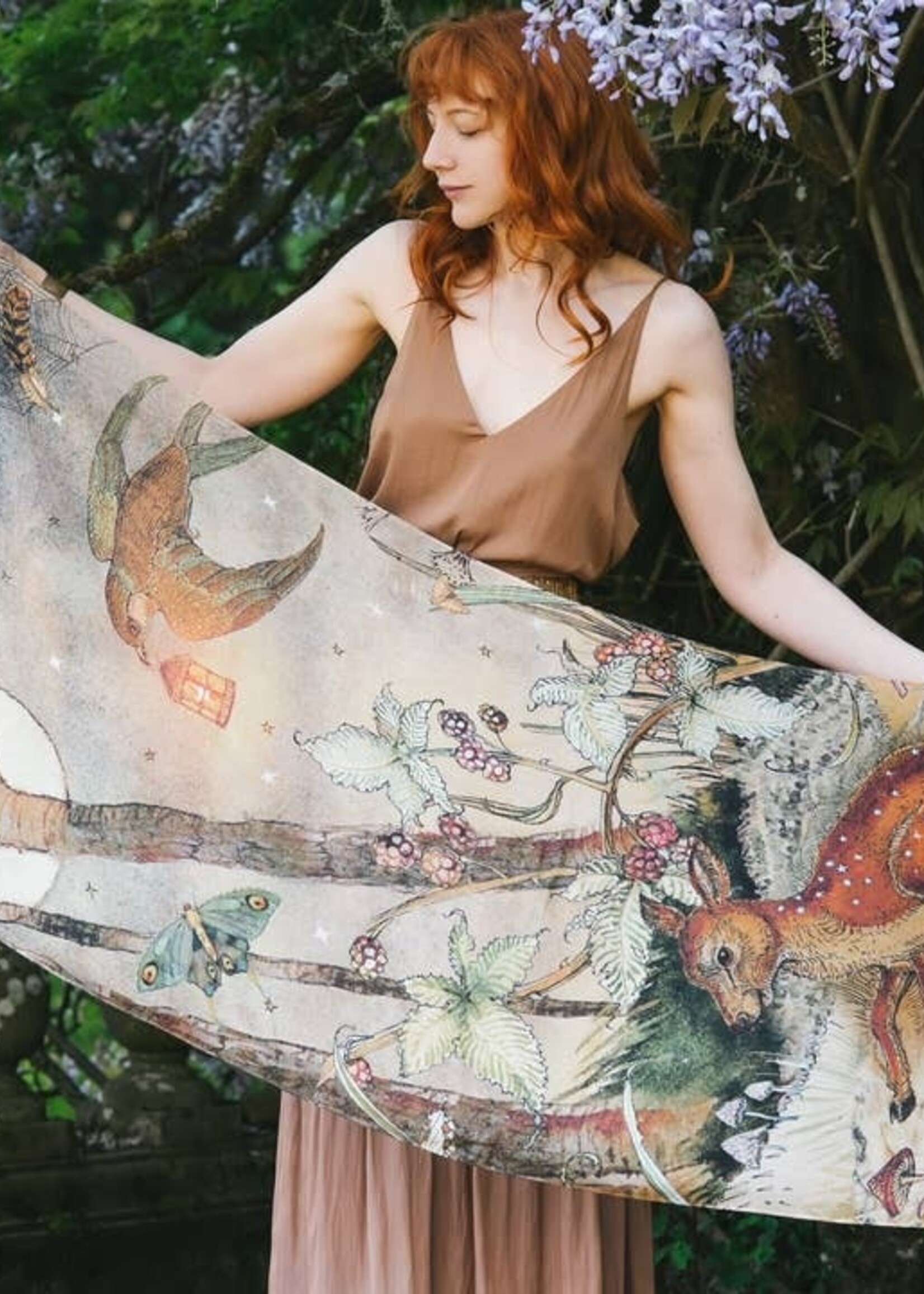 Market of Stars Lovelight Bamboo Scarf Woodland Deer & Swallow