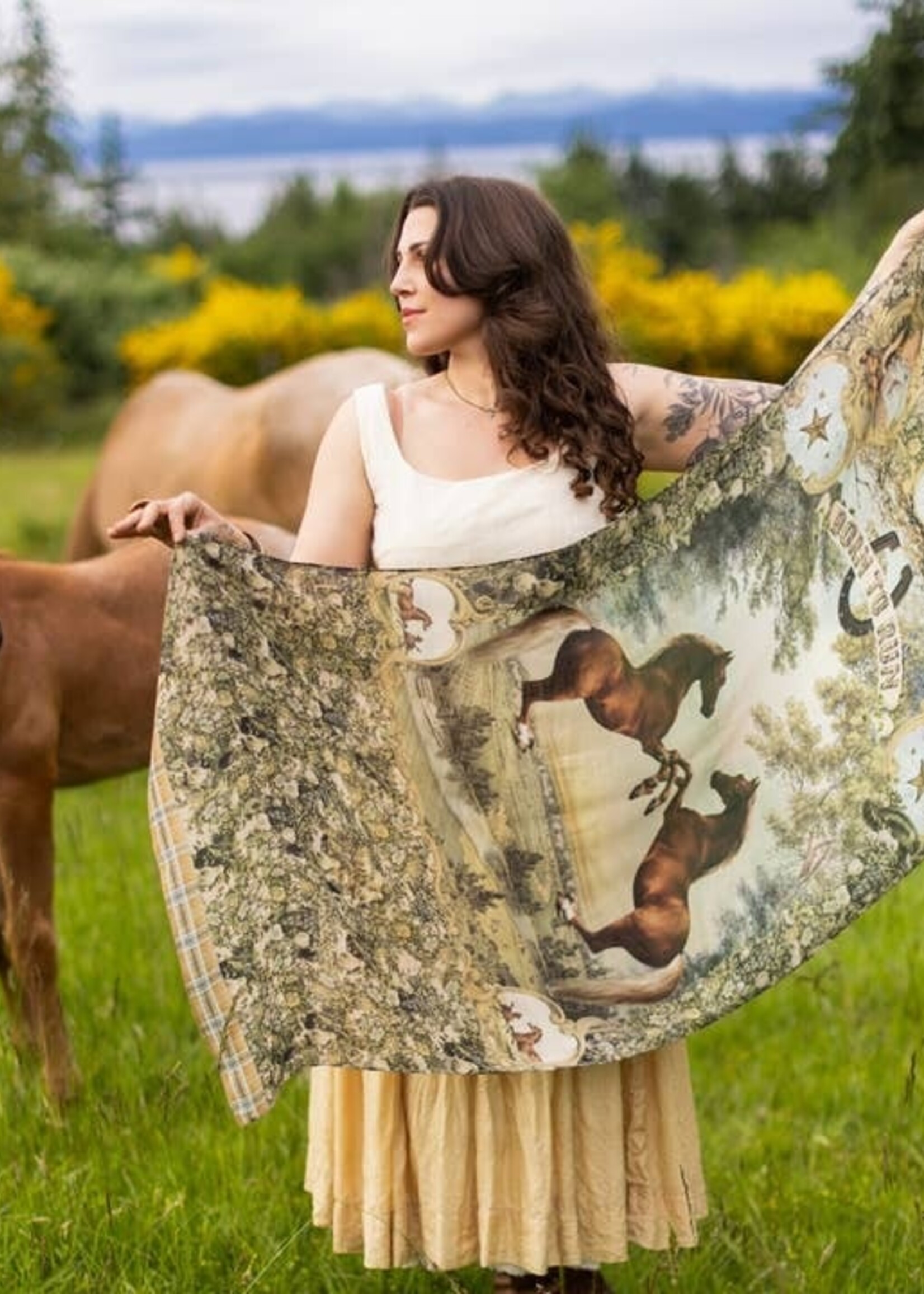 Market of Stars Born to Run Bamboo Scarf Wild Horse & Floral
