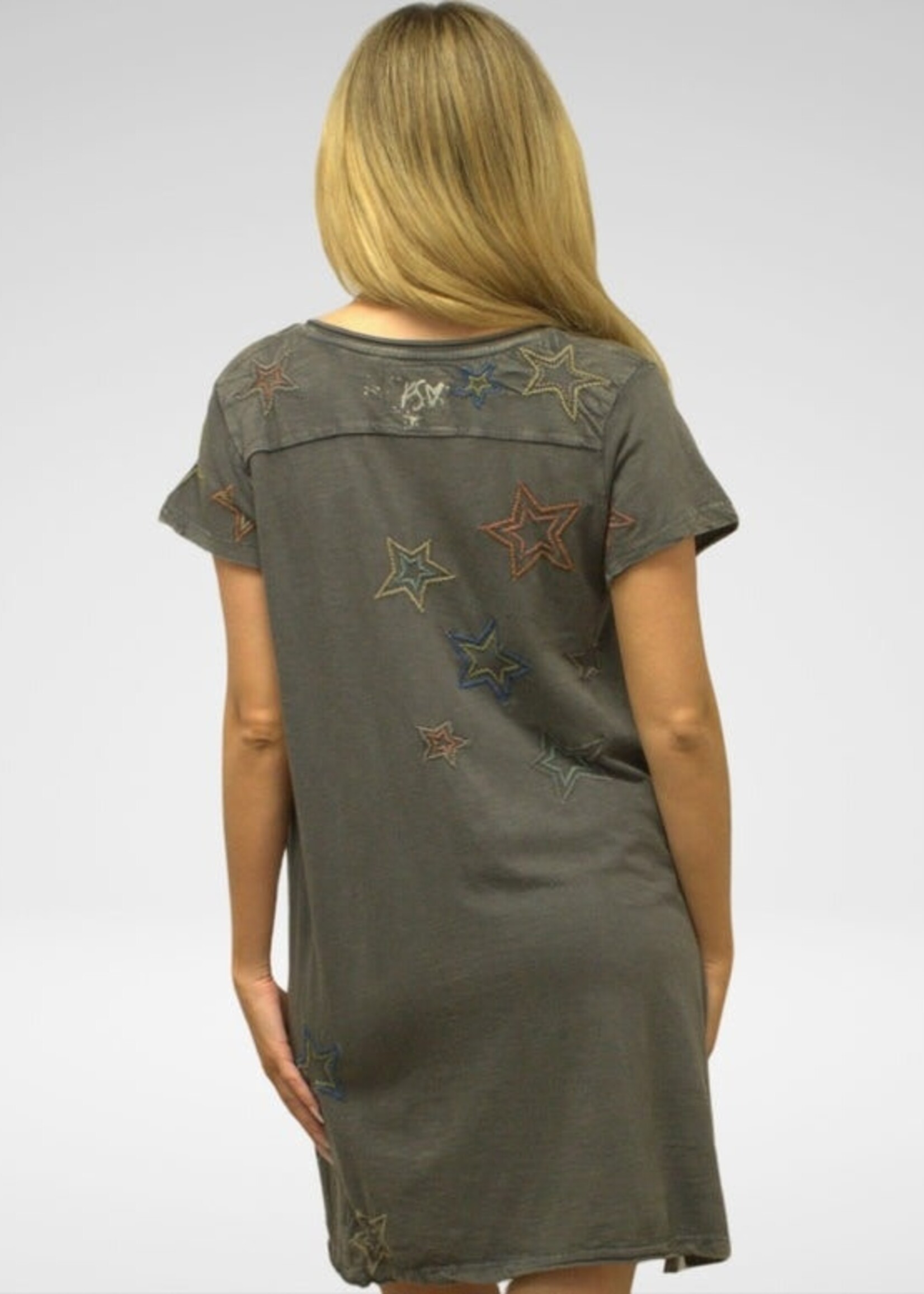 Linnea Star Embroidered Dress Grey