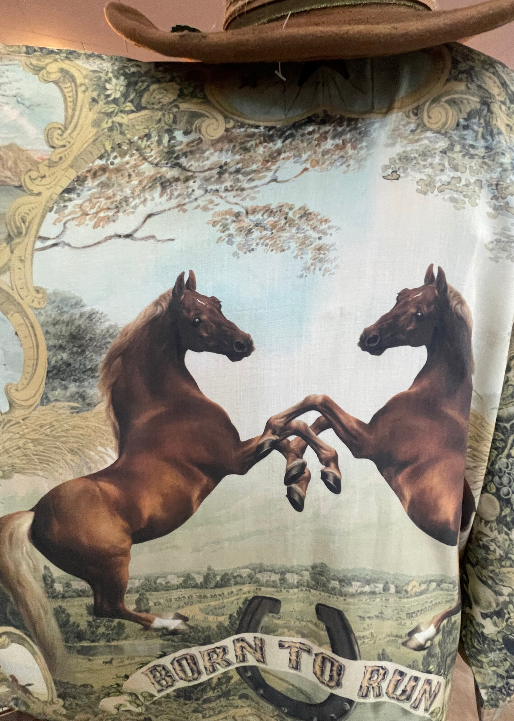 Market of Stars Born to Run Bamboo Scarf Wild Horse & Floral