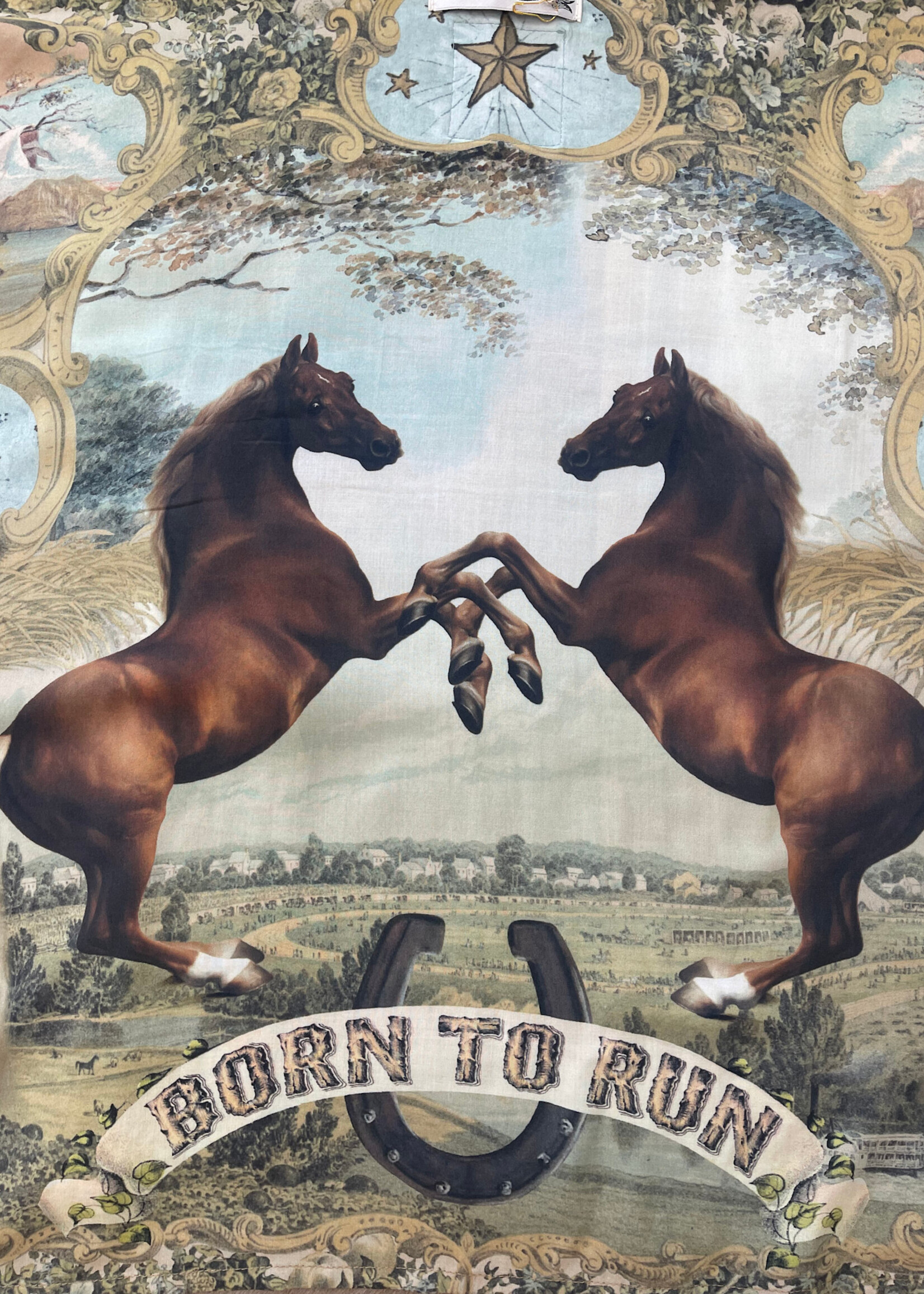 Market of Stars Born to Run Bamboo Scarf Wild Horse & Floral