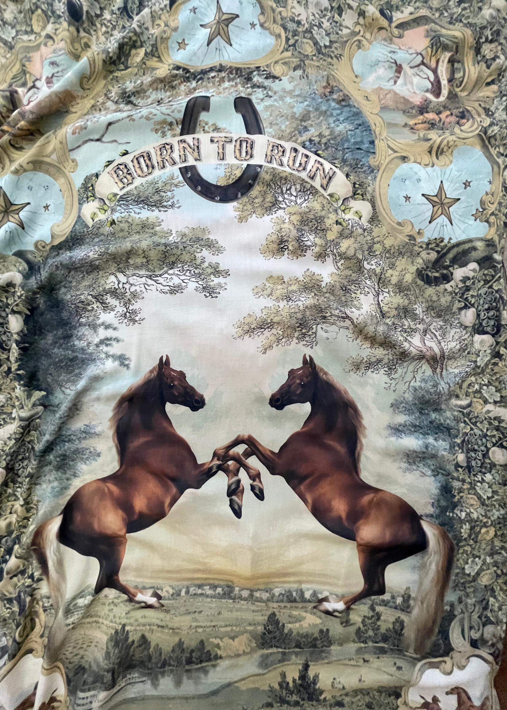 Market of Stars Born to Run Bamboo Scarf Wild Horse & Floral