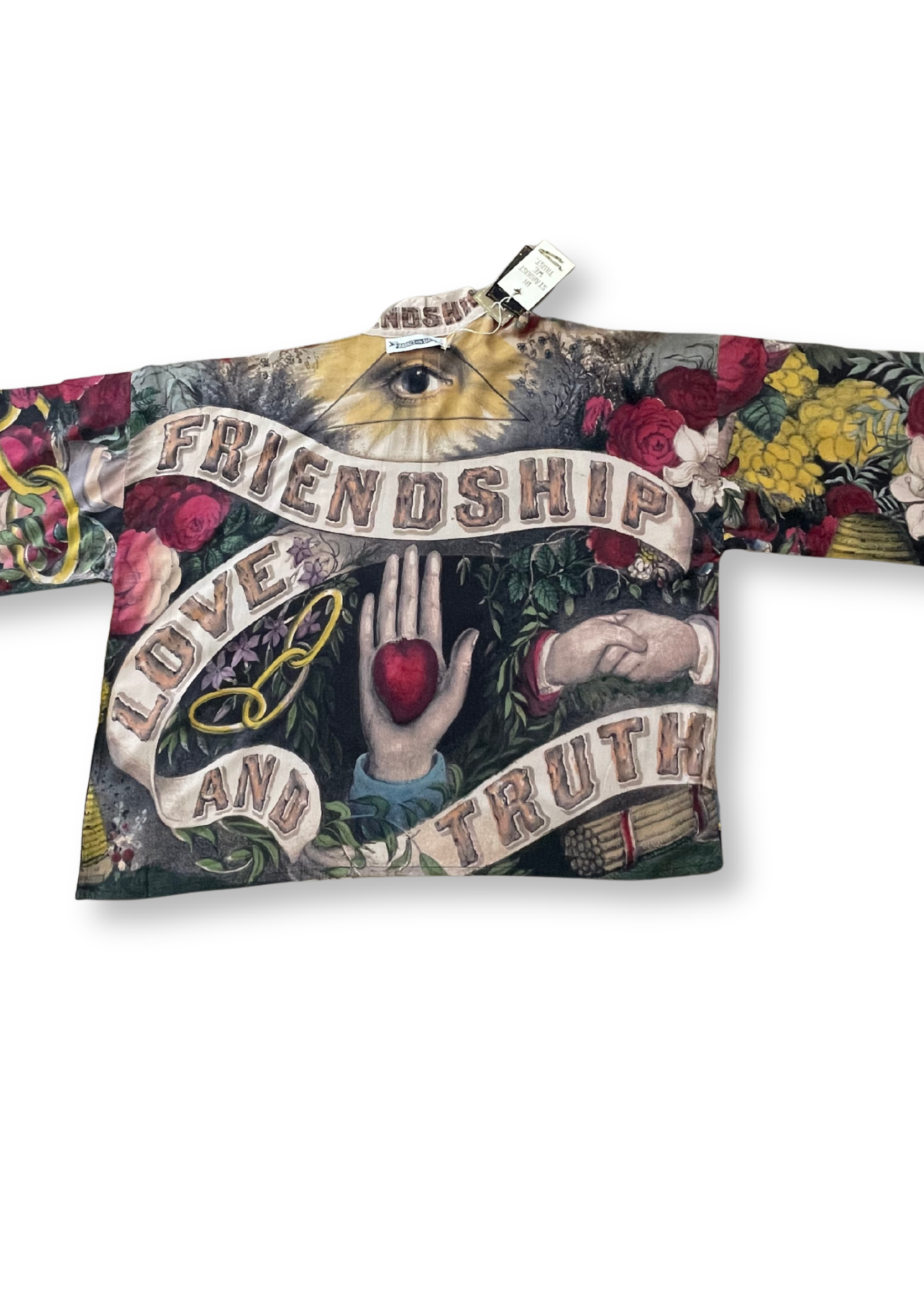 Market of Stars Friendship Love and Truth Pixie Cropped Bamboo Kimono Cardigan