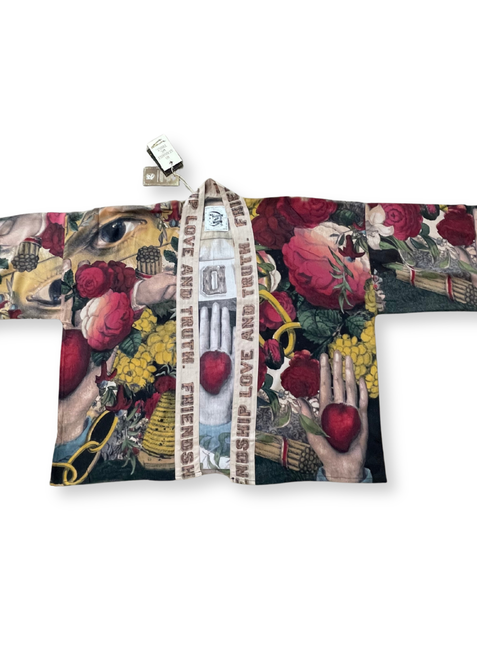 Market of Stars Friendship Love and Truth Pixie Cropped Bamboo Kimono Cardigan