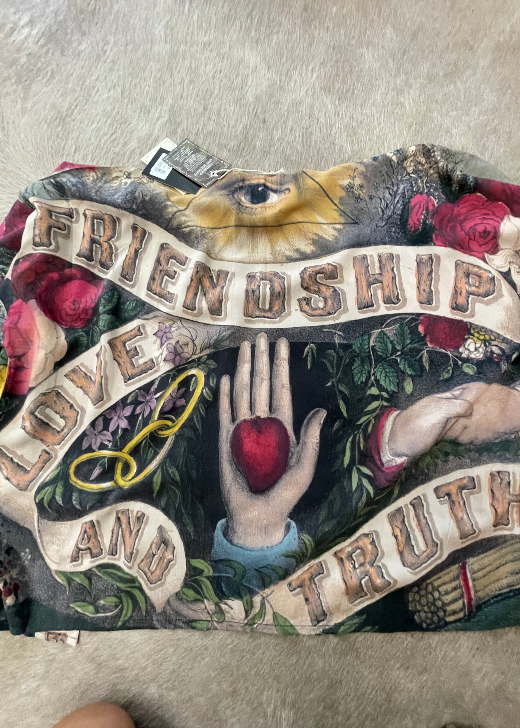 Market of Stars Friendship Love and Truth Pixie Cropped Bamboo Kimono Cardigan