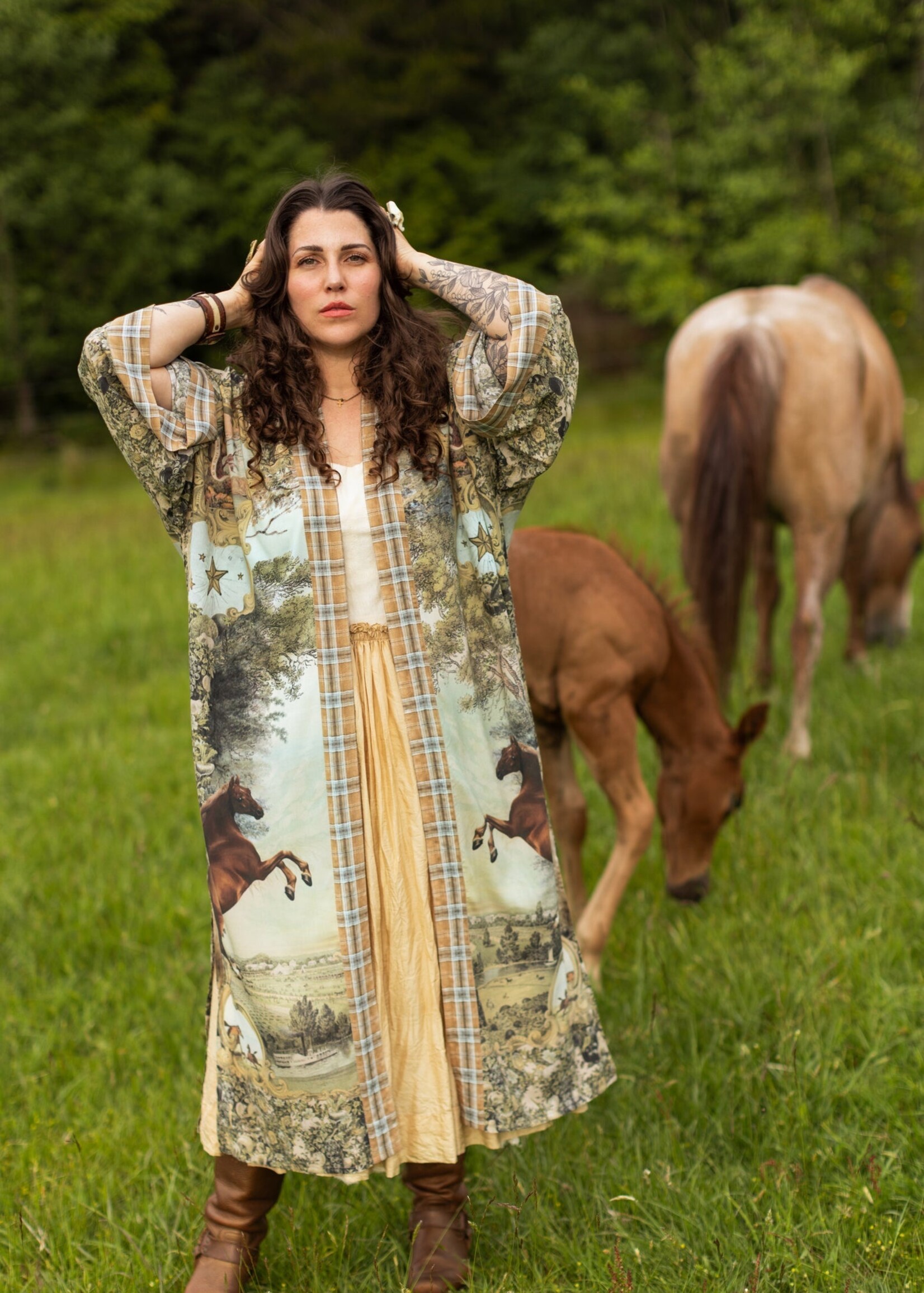 Market of Stars Born to Run Boheme Long Duster Bamboo Kimono Robe